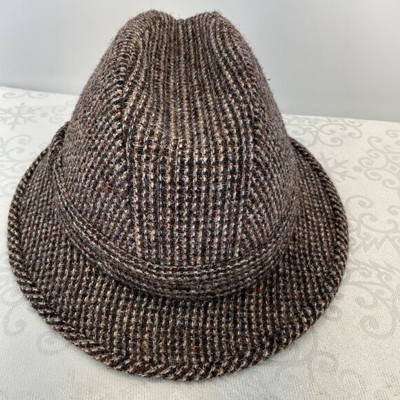 Harris Tweed Brown Tweed Fedora100% Wool 7 1/8 Made in Scotland - Picture 5 of 7